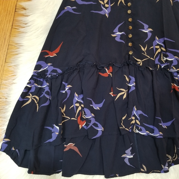 COPY - MAEVE ANTHROPOLOGIE Blue Bohemian Asymmetrical Midi Skirt SIZE 0P. - Picture 8 of 17